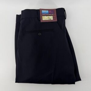 Louis Martin Dress Pants Mens 42 Navy Blue Pleated Wool Blend needs to be hemmed